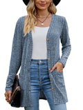 Chiclily Women's Fall Cardigan Lightweight Soft Knit Cardigan Long Sleeve Open Front Coat with Pockets