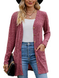 Chiclily Women's Fall Cardigan Lightweight Soft Knit Cardigan Long Sleeve Open Front Coat with Pockets