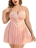 Womens Plus Size Lingerie Lace Sexy Strap Chemise Sleepwear V-Neck Nightdress
