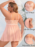 Womens Plus Size Lingerie Lace Sexy Strap Chemise Sleepwear V-Neck Nightdress