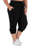 SHOWMALL Plus Size Capri Pants for Women Workout Relaxed Joggers Pants with Drawstring Pockets