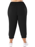 SHOWMALL Plus Size Capri Pants for Women Workout Relaxed Joggers Pants with Drawstring Pockets