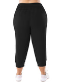 Womens Plus Size Joggers Pants Casual Active Capri Sweatpants with Drawstring Pockets