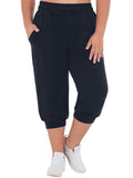 SHOWMALL Plus Size Capri Pants for Women Workout Relaxed Joggers Pants with Drawstring Pockets