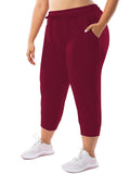 SHOWMALL Plus Size Capri Pants for Women Workout Relaxed Joggers Pants with Drawstring Pockets