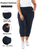 Womens Plus Size Joggers Pants Casual Active Capri Sweatpants with Drawstring Pockets