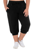 SHOWMALL Plus Size Capri Pants for Women Workout Relaxed Joggers Pants with Drawstring Pockets