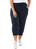 SHOWMALL Plus Size Capri Pants for Women Workout Relaxed Joggers Pants with Drawstring Pockets