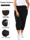 Womens Plus Size Joggers Pants Casual Active Capri Sweatpants with Drawstring Pockets