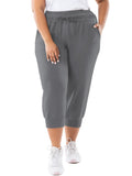 SHOWMALL Plus Size Capri Pants for Women Workout Relaxed Joggers Pants with Drawstring Pockets