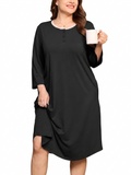 SHOWMALL Women's Plus Size Nightgowns Comfy 3/4 Sleeve Sleepwear Casual Loungewear with Pockets