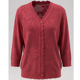 Chiclily Women's Cropped Cardigan Sweaters 3/4 Sleeve Button Down Crochet Textured Shrug Tops