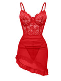 SHOWMALL Women's Lingerie Lace Nightdress Strap Chemise Underwire Bodysuit Sexy V Neck Sleepwear