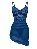 SHOWMALL Women's Lingerie Lace Nightdress Strap Chemise Underwire Bodysuit Sexy V Neck Sleepwear