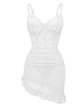 SHOWMALL Women's Lingerie Lace Nightdress Strap Chemise Underwire Bodysuit Sexy V Neck Sleepwear