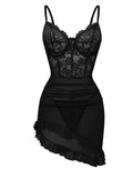 SHOWMALL Women's Lingerie Lace Nightdress Strap Chemise Underwire Bodysuit Sexy V Neck Sleepwear
