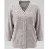 Chiclily Women's Cropped Cardigan Sweaters 3/4 Sleeve Button Down Crochet Textured Shrug Tops