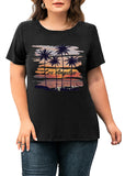 Moodclo Women's Summer Printed T-Shirt Tops, Sunset Los Angeles