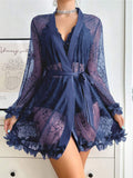 SHOWMALL Women Lingerie Sexy Babydoll Set Lace Chemise Nightgown, 3-Piece Lingerie with Robe