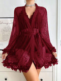 SHOWMALL Women Lingerie Sexy Babydoll Set Lace Chemise Nightgown, 3-Piece Lingerie with Robe