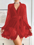 SHOWMALL Women Lingerie Sexy Babydoll Set Lace Chemise Nightgown, 3-Piece Lingerie with Robe