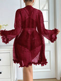 SHOWMALL Women Lingerie Sexy Babydoll Set Lace Chemise Nightgown, 3-Piece Lingerie with Robe