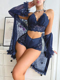 SHOWMALL Women Lingerie Sexy Babydoll Set Lace Chemise Nightgown, 3-Piece Lingerie with Robe