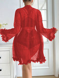 SHOWMALL Women Lingerie Sexy Babydoll Set Lace Chemise Nightgown, 3-Piece Lingerie with Robe