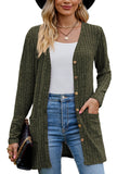 Chiclily Women's Fall Cardigan Lightweight Soft Knit Cardigan Long Sleeve Open Front Coat with Pockets
