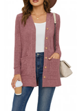 SHOWMALL Women's Long Sleeve Open Front Cardigan Button Down Ribbed Knit