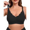 SHOWMALL Women's Plus Size Wireless Bra with Scalloped Neckline