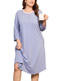SHOWMALL Women's Plus Size Nightgowns Comfy 3/4 Sleeve Sleepwear Casual Loungewear with Pockets