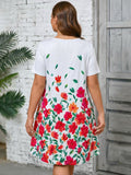 SHOWMALL Women's Plus Summer Dresses Short Sleeves Casual Midi Dress with Pockets