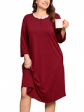 SHOWMALL Women's Plus Size Nightgowns Comfy 3/4 Sleeve Sleepwear Casual Loungewear with Pockets
