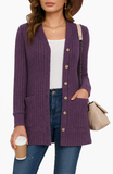 SHOWMALL Women's Long Sleeve Open Front Cardigan Button Down Ribbed Knit
