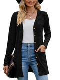 Chiclily Women's Fall Cardigan Lightweight Soft Knit Cardigan Long Sleeve Open Front Coat with Pockets