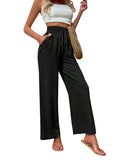 SHOWMALL Wide Leg Pants Drawstring Waist with Slant Pockets