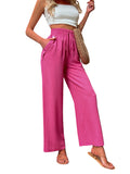 SHOWMALL Wide Leg Pants Drawstring Waist with Slant Pockets