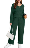 SHOWMALL Women's Plus Size 2 Piece Comfy Outfit Set – Long Sleeve Lounge Set Ribbed Knit Top and Pants, Perfect for Sleepwear or Daily Casual Wear