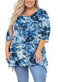 SHOWMALL Women's Plus Size 3/4 Sleeve Swing Tunic Top