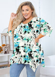 SHOWMALL Women's Plus Size 3/4 Sleeve Swing Tunic Top