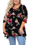 SHOWMALL Women's Plus Size 3/4 Sleeve Swing Tunic Top