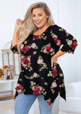 SHOWMALL Women's Plus Size 3/4 Sleeve Swing Tunic Top