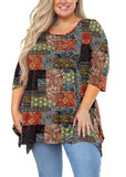 Women Top 3/4 Sleeve Clothes Blouse Swing Tunic Shirt for Leggings