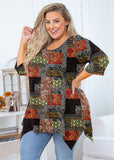 SHOWMALL Women's Plus Size 3/4 Sleeve Swing Tunic Top