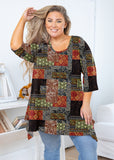 SHOWMALL Women's Plus Size 3/4 Sleeve Swing Tunic Top