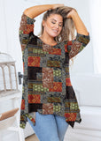 SHOWMALL Women's Plus Size 3/4 Sleeve Swing Tunic Top