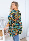 SHOWMALL Women's Plus Size 3/4 Sleeve Swing Tunic Top