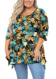SHOWMALL Women's Plus Size 3/4 Sleeve Swing Tunic Top