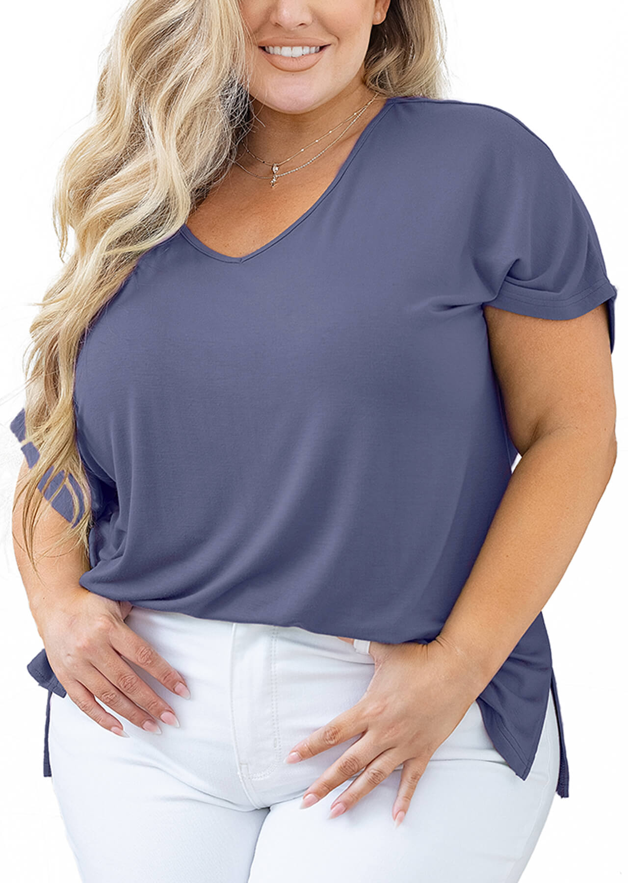 AusLook Womens Plus Size Short Sleeve Tunic Tops Scoop Neck Clothes Flowy  Swing Babydoll Tops Basic Tee Shirts for Leggings : : Clothing